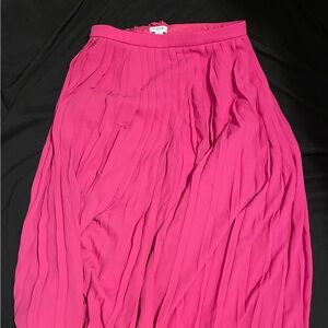 J. Crew Hot Pink Pleated Midi Skirt